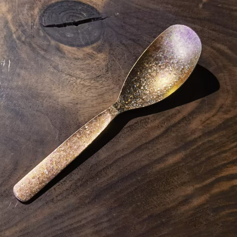 Lingură pătrată din titan cu mâner lung pentru restaurante, linguriță de ceai și lingură de desert, rezistentă la temperaturi înalte, uz casnic