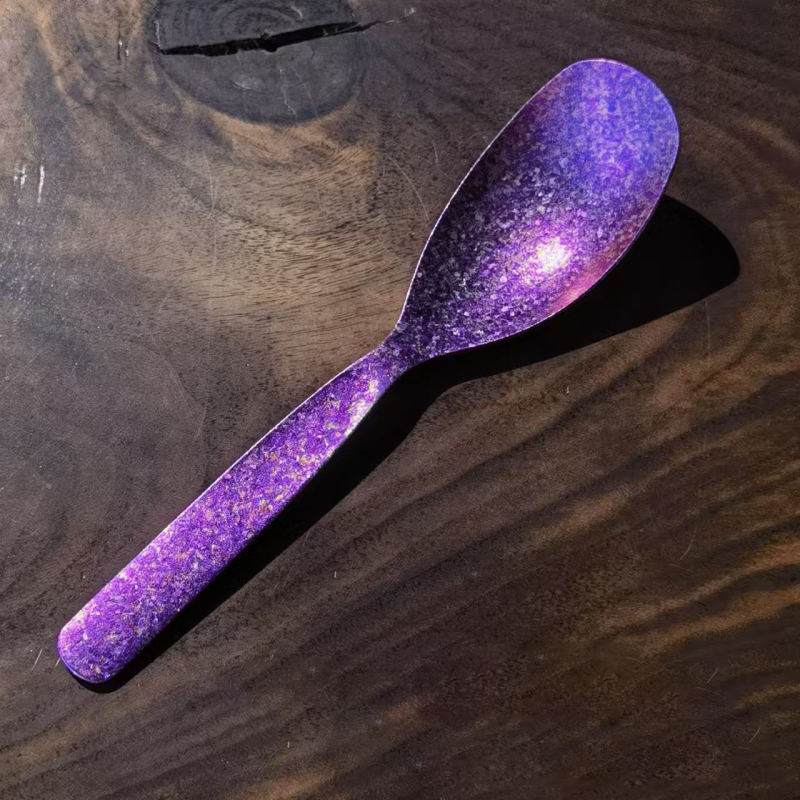 Lingură pătrată din titan cu mâner lung pentru restaurante, linguriță de ceai și lingură de desert, rezistentă la temperaturi înalte, uz casnic