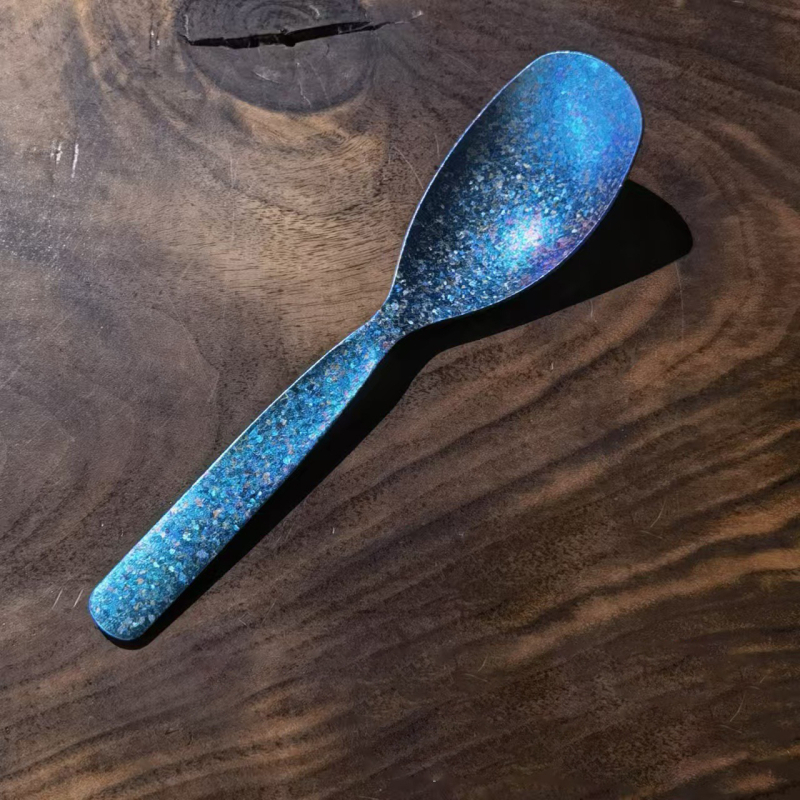 Lingură pătrată din titan cu mâner lung pentru restaurante, linguriță de ceai și lingură de desert, rezistentă la temperaturi înalte, uz casnic