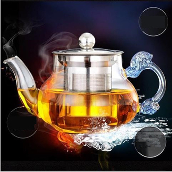 Ceainic din sticlă cu filtru din oțel inoxidabil pentru uz casnic și birou