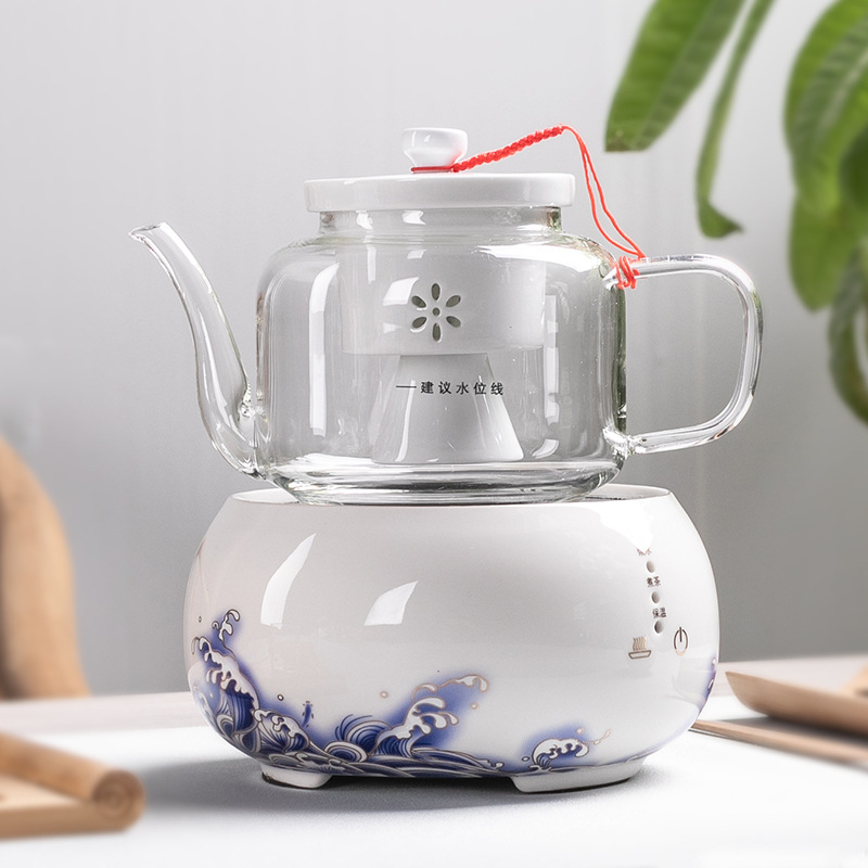 Fierbător electric ceramic cu sticlă de înalt siliciu îngroșată, pentru fierberea apei și infuzarea ceaiului; ceramică cu atingere sensibilă, rezistent la temperaturi înalte.