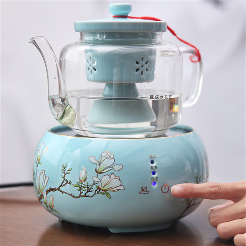 Fierbător electric ceramic cu sticlă de înalt siliciu îngroșată, pentru fierberea apei și infuzarea ceaiului; ceramică cu atingere sensibilă, rezistent la temperaturi înalte.