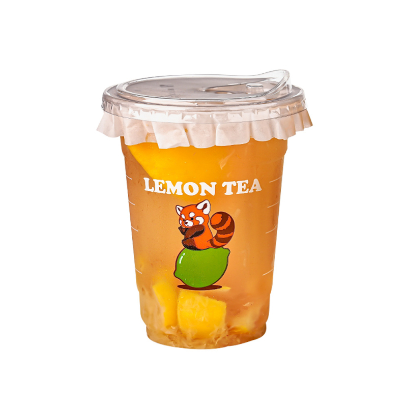 Pahar PET de unică folosință, transparent, 600 ml, pentru băuturi reci, cu capac, pentru utilizare comercială și la standuri