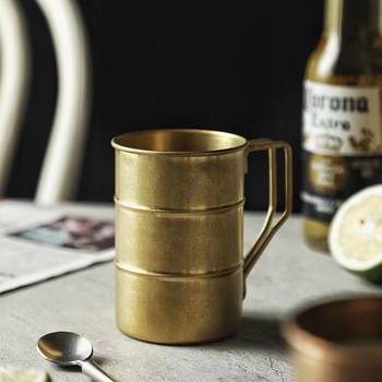 Cană de bere din oțel inoxidabil 304, stil retro-industrial, 301–400 ml, camping în aer liber