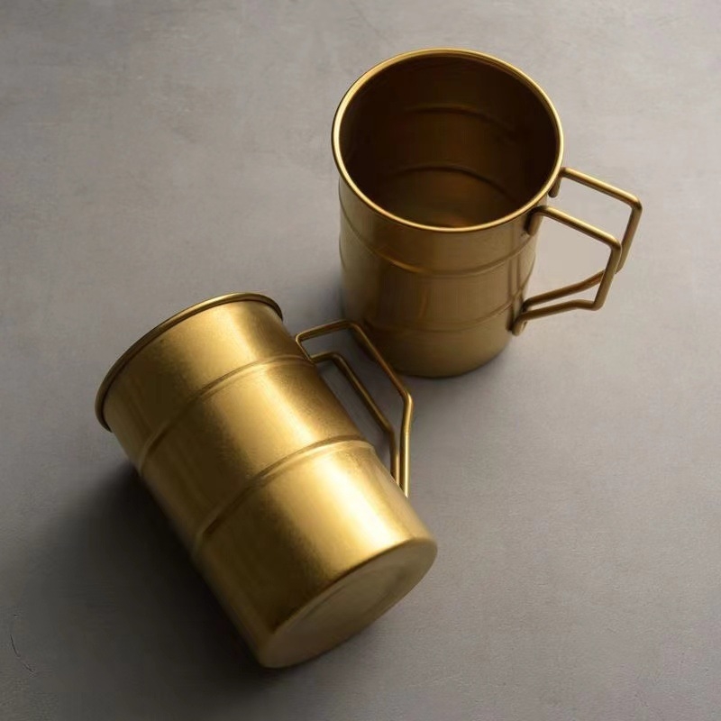 Cană de bere din oțel inoxidabil 304, stil retro-industrial, 301–400 ml, camping în aer liber
