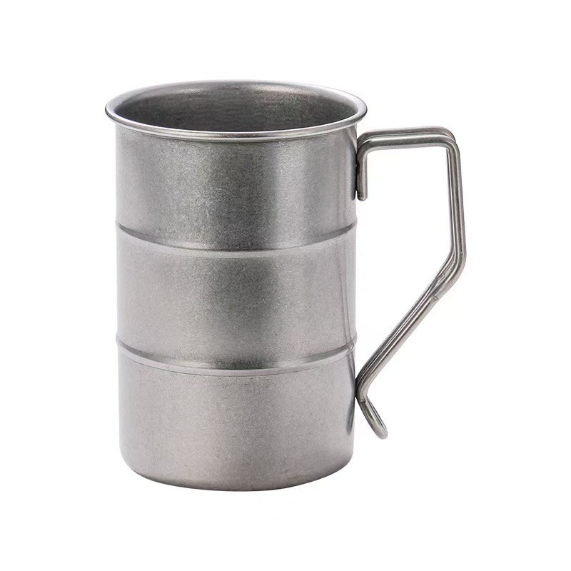 Cană de bere din oțel inoxidabil 304, stil retro-industrial, 301–400 ml, camping în aer liber