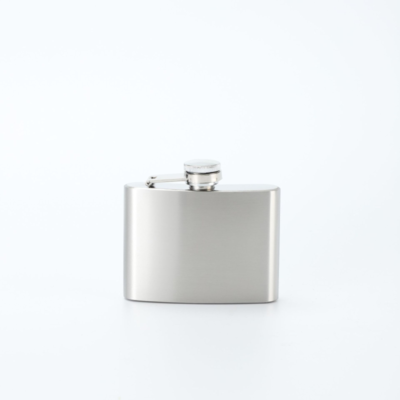 Flacon de vin din oțel inoxidabil, cu profil plat și pahar mic, portabil pentru exterior, stil minimalist-retro