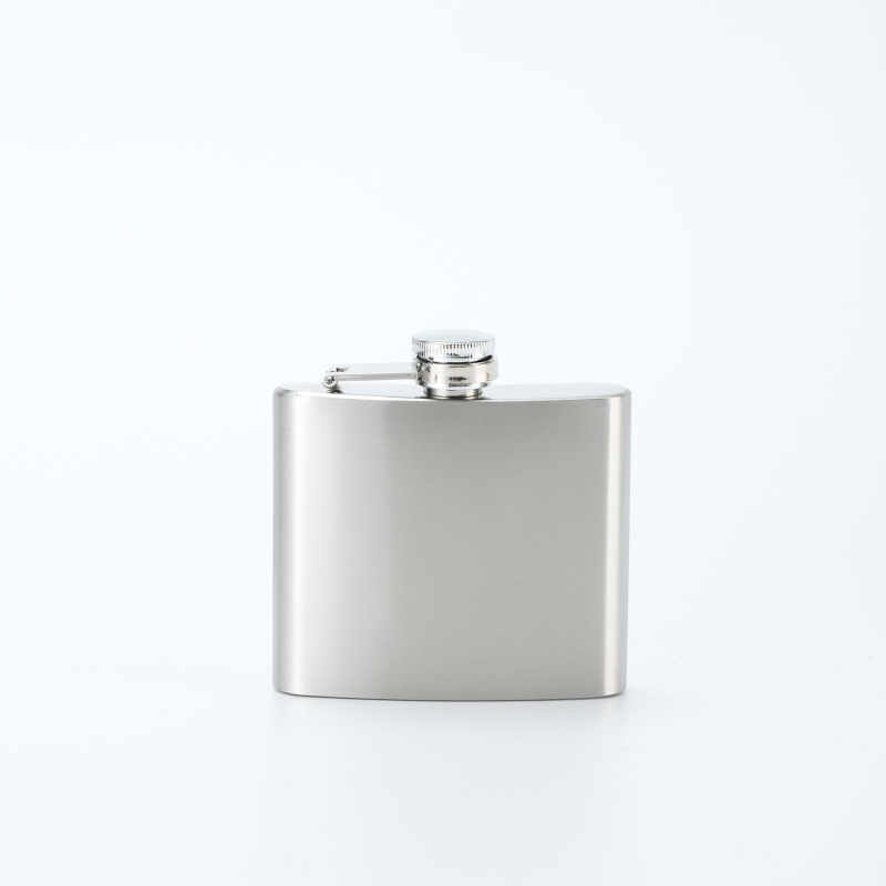 Flacon de vin din oțel inoxidabil, cu profil plat și pahar mic, portabil pentru exterior, stil minimalist-retro