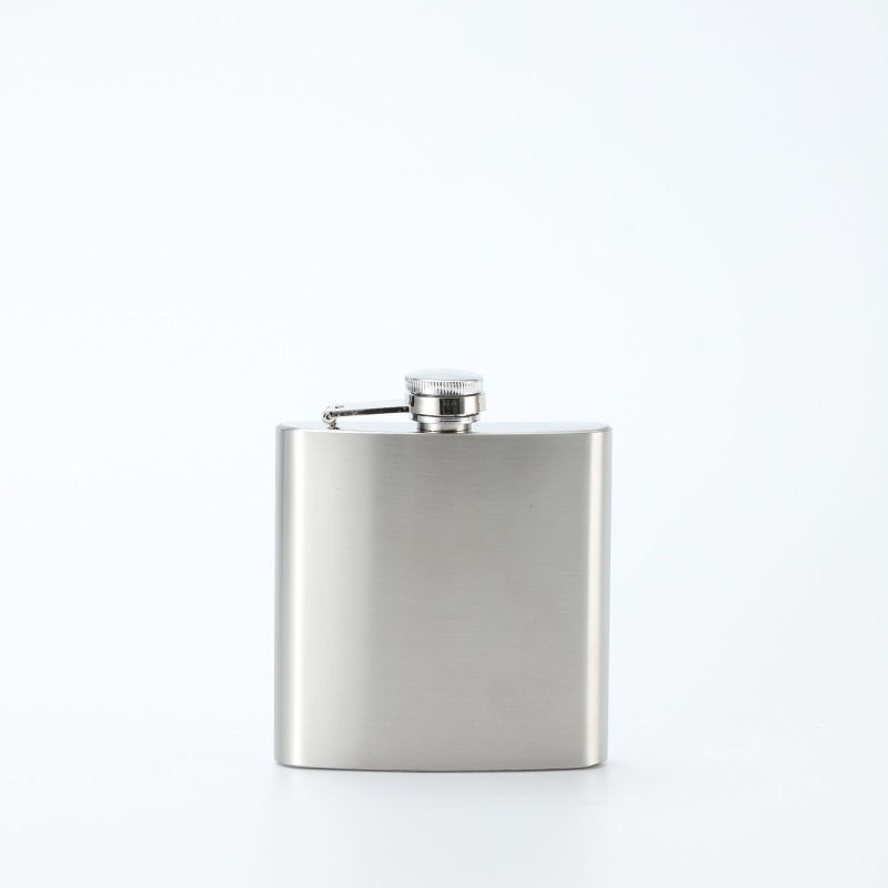 Flacon de vin din oțel inoxidabil, cu profil plat și pahar mic, portabil pentru exterior, stil minimalist-retro