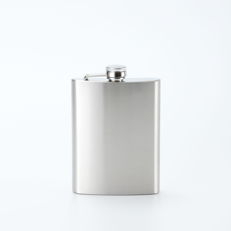Flacon de vin din oțel inoxidabil, cu profil plat și pahar mic, portabil pentru exterior, stil minimalist-retro