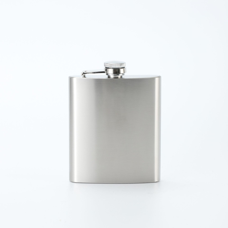 Flacon de vin din oțel inoxidabil, cu profil plat și pahar mic, portabil pentru exterior, stil minimalist-retro