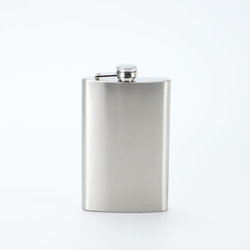 Flacon de vin din oțel inoxidabil, cu profil plat și pahar mic, portabil pentru exterior, stil minimalist-retro