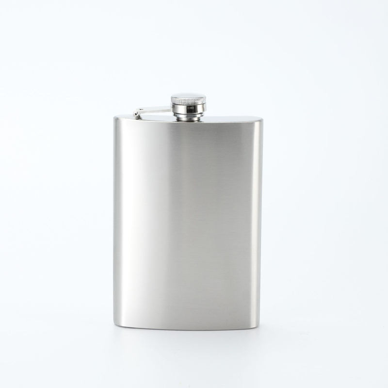 Flacon de vin din oțel inoxidabil, cu profil plat și pahar mic, portabil pentru exterior, stil minimalist-retro