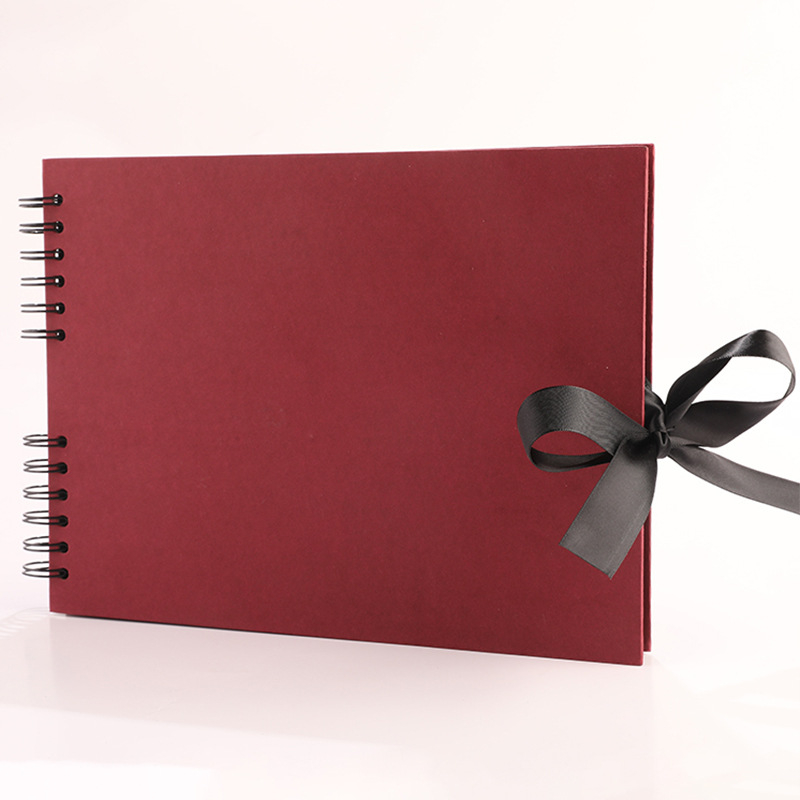 Album foto DIY cu spirală, design creativ cu funda, scrapbook adeziv pentru felicitări, 40 de pagini interioare