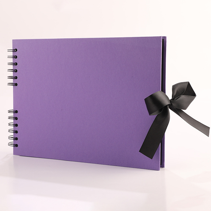 Album foto DIY cu spirală, design creativ cu funda, scrapbook adeziv pentru felicitări, 40 de pagini interioare