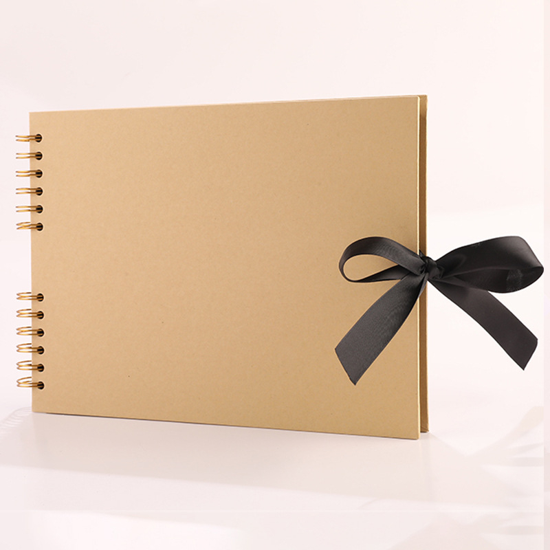 Album foto DIY cu spirală, design creativ cu funda, scrapbook adeziv pentru felicitări, 40 de pagini interioare