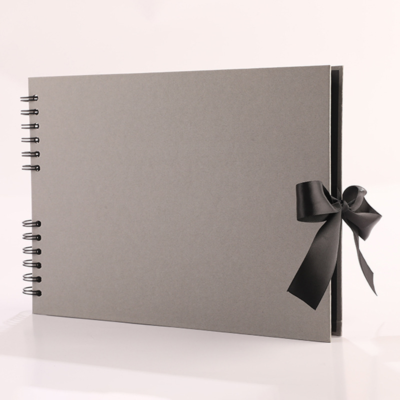 Album foto DIY cu spirală, design creativ cu funda, scrapbook adeziv pentru felicitări, 40 de pagini interioare