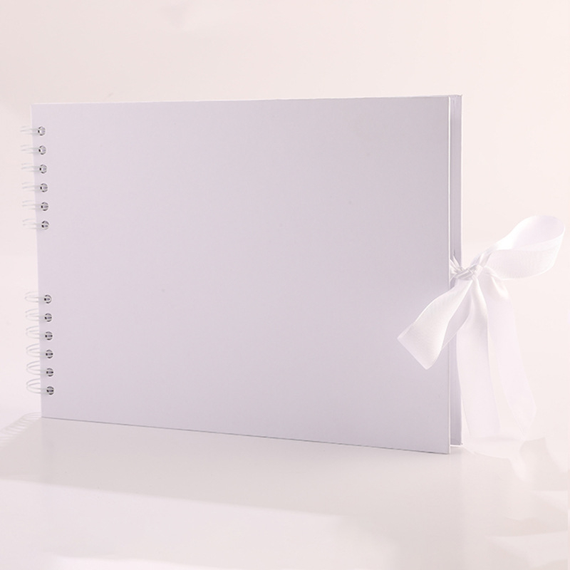 Album foto DIY cu spirală, design creativ cu funda, scrapbook adeziv pentru felicitări, 40 de pagini interioare