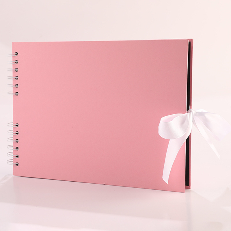 Album foto DIY cu spirală, design creativ cu funda, scrapbook adeziv pentru felicitări, 40 de pagini interioare