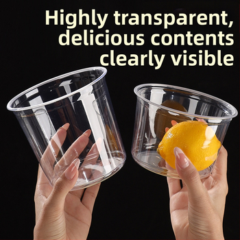 Cupe de unică folosință pentru salata de fructe, iaurt și suc — pahare transparente din plastic