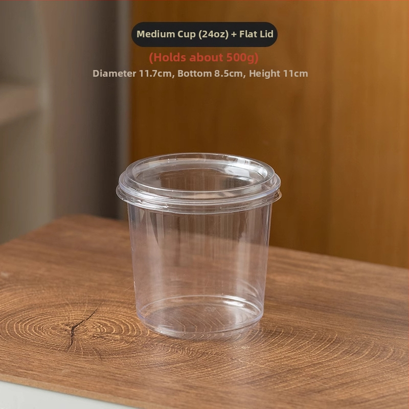 Cupe de unică folosință pentru salata de fructe, iaurt și suc — pahare transparente din plastic