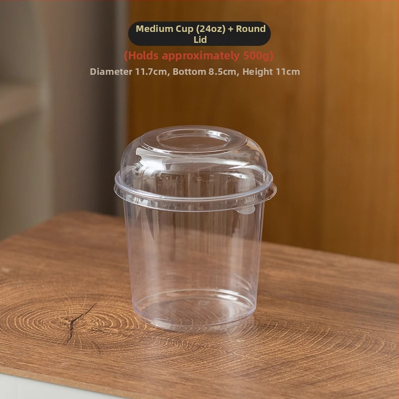 Cupe de unică folosință pentru salata de fructe, iaurt și suc — pahare transparente din plastic