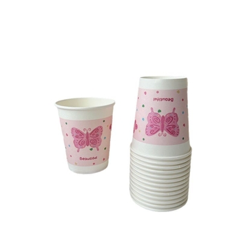 Cupe de hârtie roz, stil Insta, groase, de unică folosință, pentru birou, casă și petreceri, 201–300 ml, laminat, pachet 50 buc