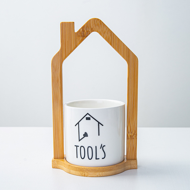 Set japonez din fag pentru fructe, design elegant, furculițe și linguri din oțel inoxidabil, recipiente ceramice pentru depozitare