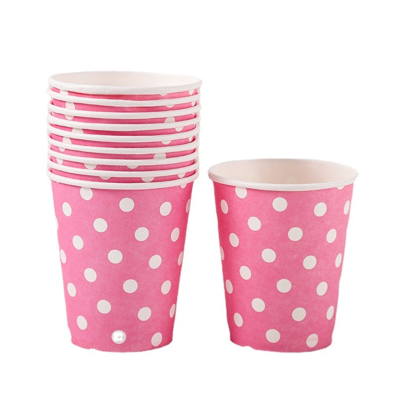 Cupe de hârtie colorate cu buline, 201–300 ml, decorațiuni DIY pentru petreceri ale copiilor