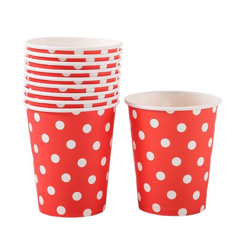 Cupe de hârtie colorate cu buline, 201–300 ml, decorațiuni DIY pentru petreceri ale copiilor