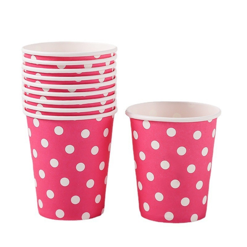 Cupe de hârtie colorate cu buline, 201–300 ml, decorațiuni DIY pentru petreceri ale copiilor