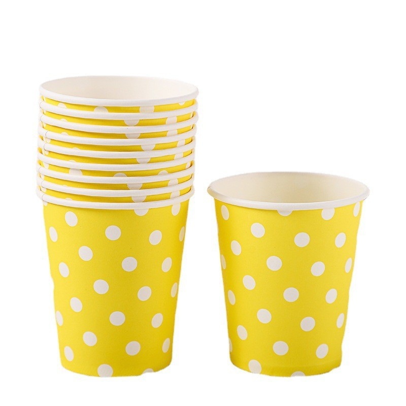 Cupe de hârtie colorate cu buline, 201–300 ml, decorațiuni DIY pentru petreceri ale copiilor