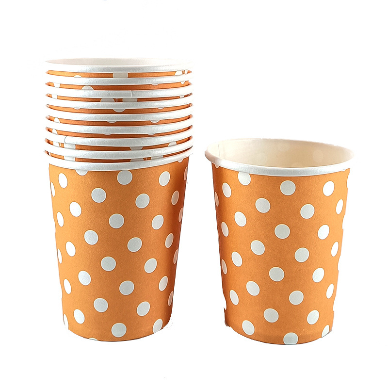 Cupe de hârtie colorate cu buline, 201–300 ml, decorațiuni DIY pentru petreceri ale copiilor