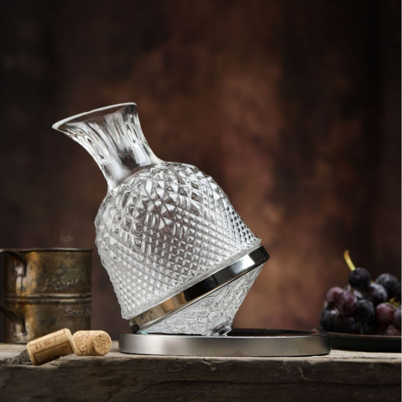 Set de decantare pentru vin roșu din cristal, cu pahare rotative și auto-stabilizare – lux modern pentru casă