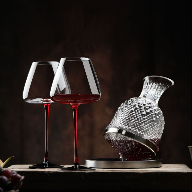 Set de decantare pentru vin roșu din cristal, cu pahare rotative și auto-stabilizare – lux modern pentru casă