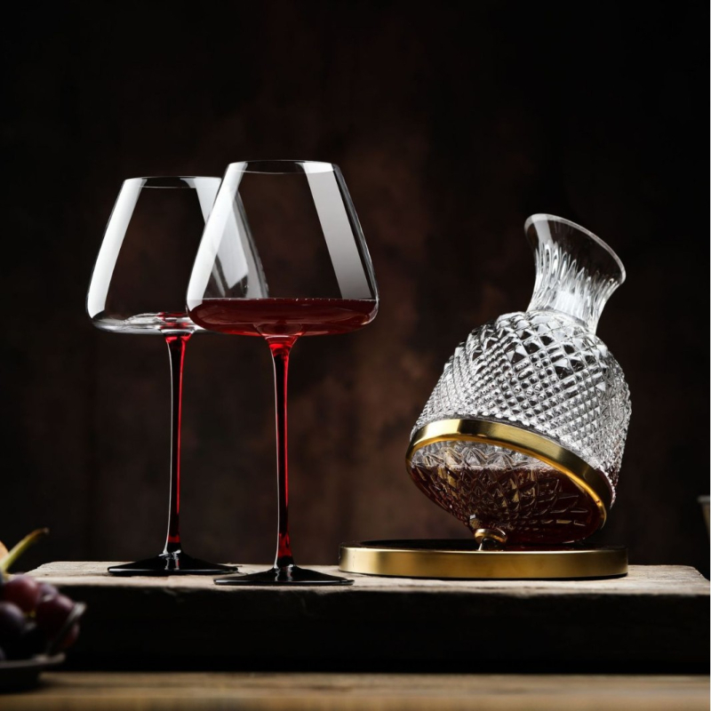 Set de decantare pentru vin roșu din cristal, cu pahare rotative și auto-stabilizare – lux modern pentru casă