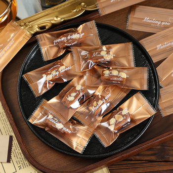 Pungă de ambalare Nugat cu model fulg de zăpadă – stil pungă cafea, ambalaj premium pentru bomboane caramelizate și migdale