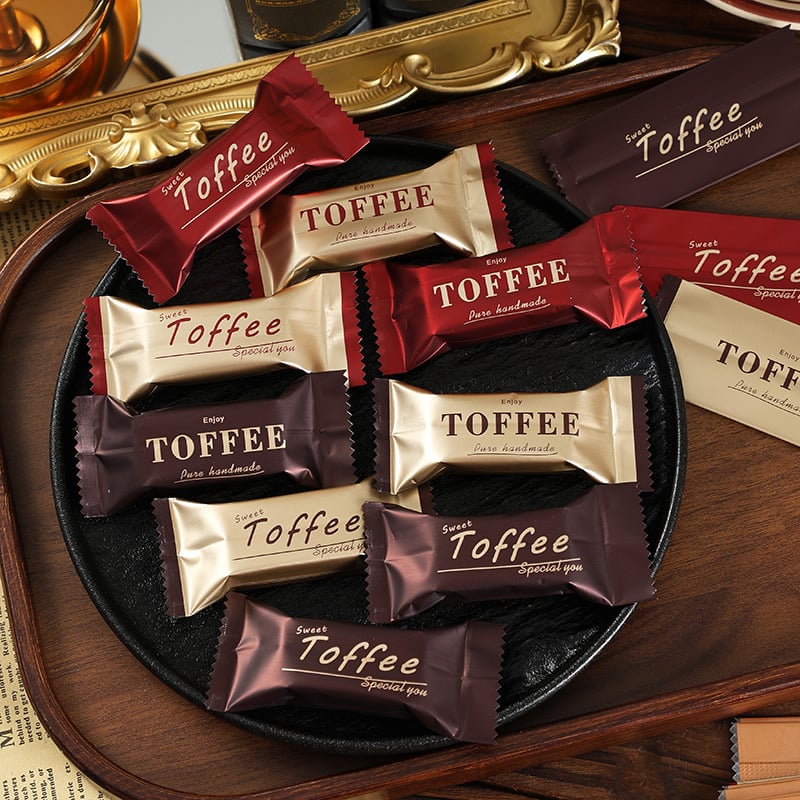 Pungă de ambalare Nugat cu model fulg de zăpadă – stil pungă cafea, ambalaj premium pentru bomboane caramelizate și migdale