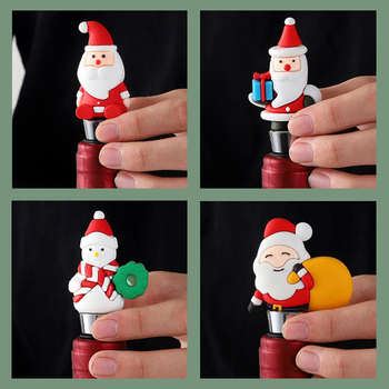 Stopper pentru sticla de vin din PVC, design Crăciun desen animat, calitate alimentară
