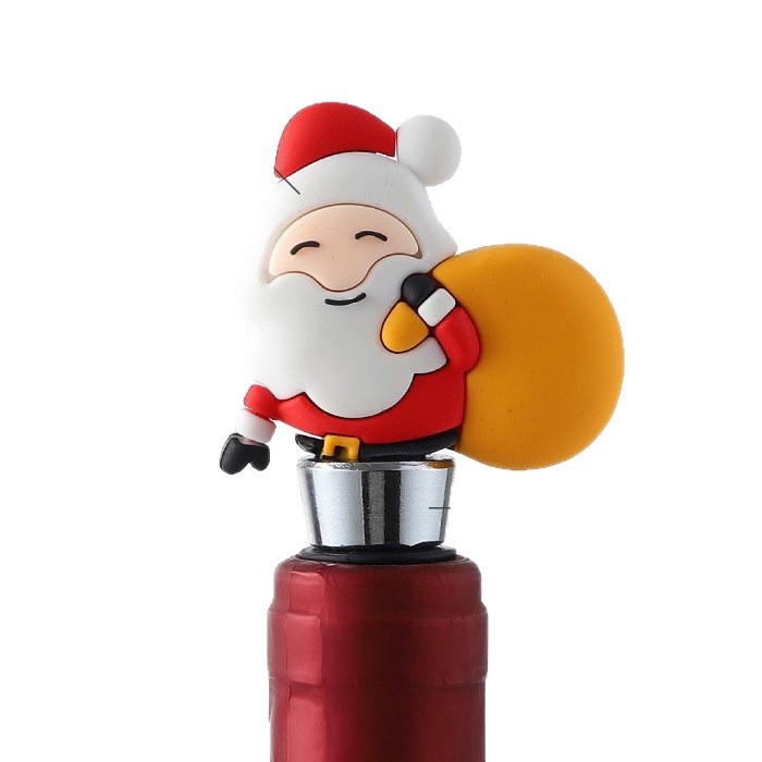 Stopper pentru sticla de vin din PVC, design Crăciun desen animat, calitate alimentară