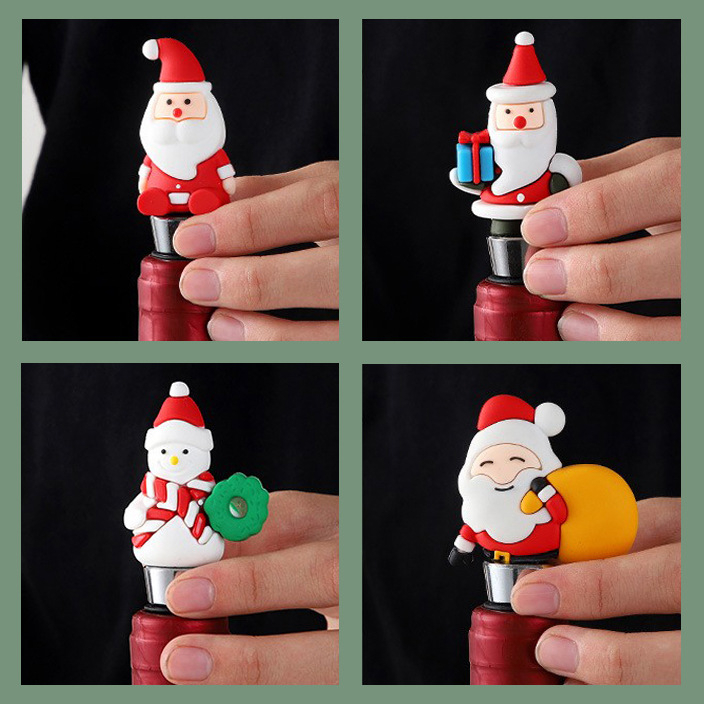 Stopper pentru sticla de vin din PVC, design Crăciun desen animat, calitate alimentară
