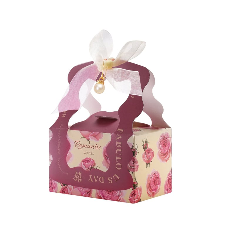 Șase cutii de bomboane pentru nuntă, în stil european, ambalaj pentru cadouri, cutie cadou premium (goale) cu motiv roz