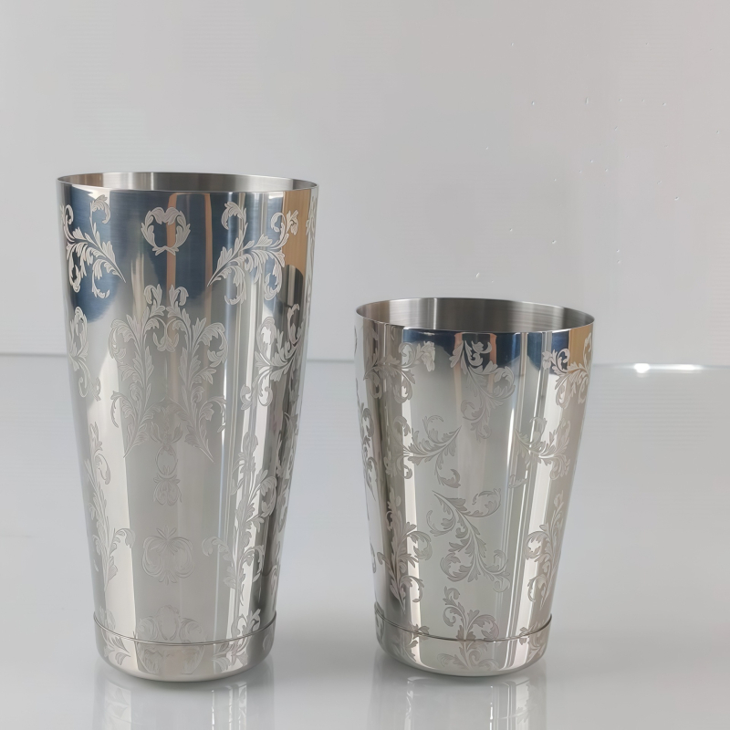 3304 Oțel inoxidabil cu model gravat – shaker Boston pentru cocktailuri