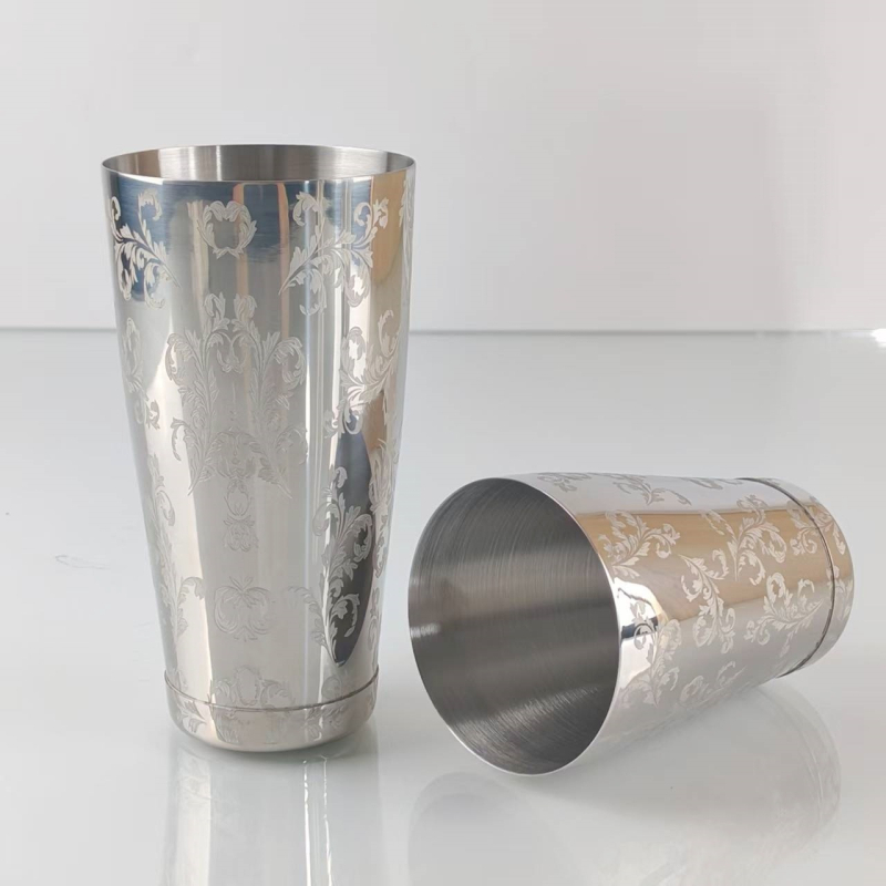 3304 Oțel inoxidabil cu model gravat – shaker Boston pentru cocktailuri