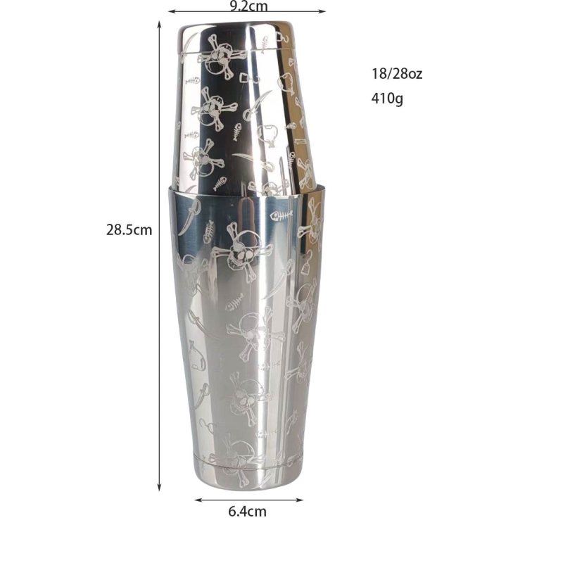 3304 Oțel inoxidabil cu model gravat – shaker Boston pentru cocktailuri