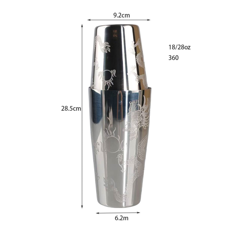 3304 Oțel inoxidabil cu model gravat – shaker Boston pentru cocktailuri