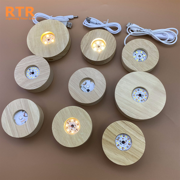 Bază circulară din lemn masiv, iluminată, cu încărcare wireless; suport de lampă cu sferă de cristal, bază decorativă pentru pahare de cocktail