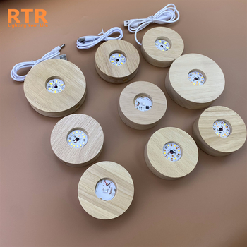Bază circulară din lemn masiv, iluminată, cu încărcare wireless; suport de lampă cu sferă de cristal, bază decorativă pentru pahare de cocktail