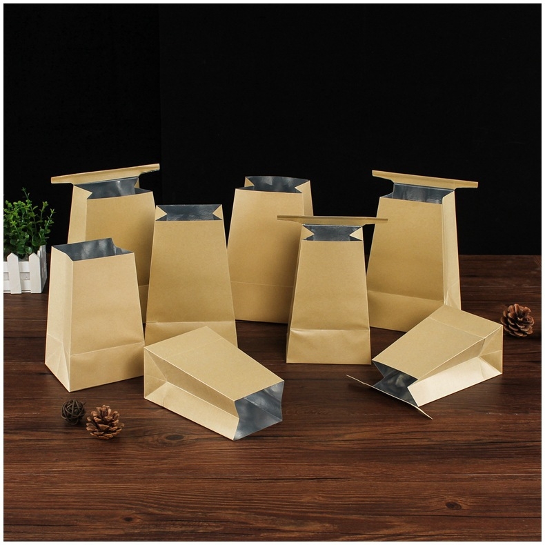 Pungă de ceai din hârtie kraft cu folie de aluminiu, bază trapezoidală, pentru ceai verde Longjing și Bi Luo Chun