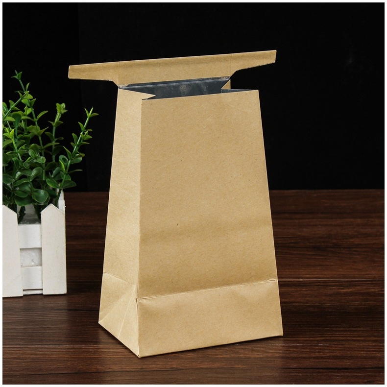 Pungă de ceai din hârtie kraft cu folie de aluminiu, bază trapezoidală, pentru ceai verde Longjing și Bi Luo Chun
